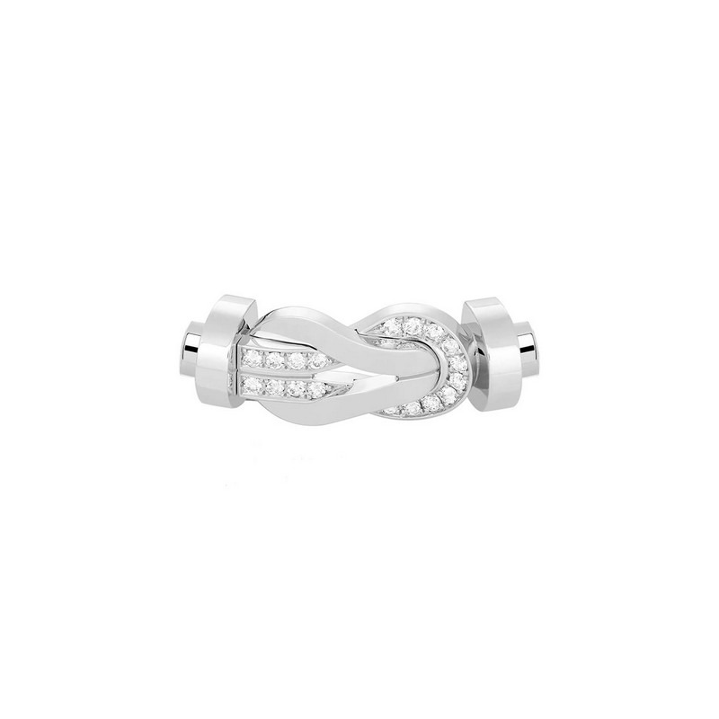 Buckle de oro blanco con diamantes en talla brillante en riel
