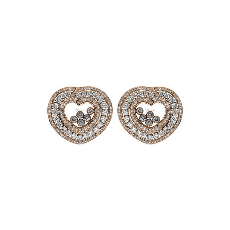 Pendientes Happy Diamonds de Chopard de oro rosa y diamantes con clip