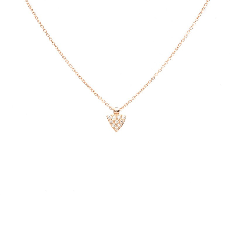 Colgante de oro rosa con detalle triángulo de brillantes en pavé de Setenta y Nueve