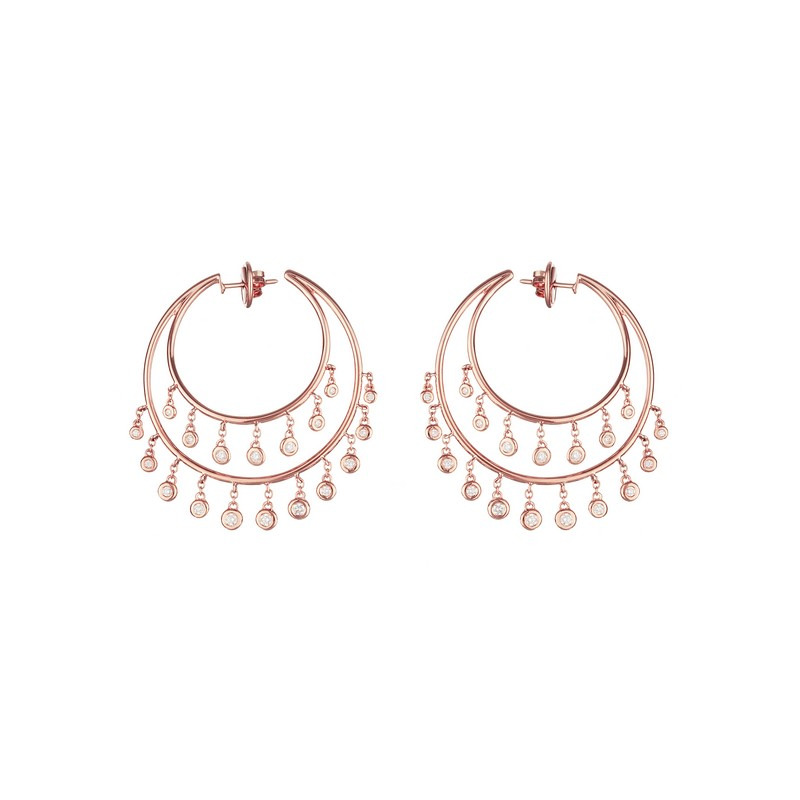 Pendientes de oro rosa de Setenta y Nueve con diamantes talla brillante en chatón