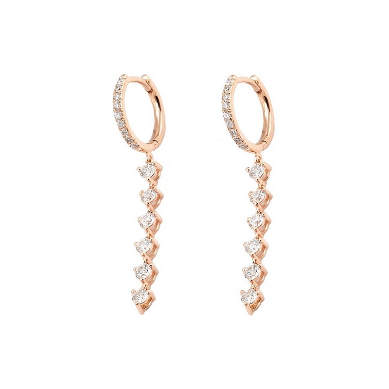Rose gold and diamond drop earrings by Setenta y Nueve