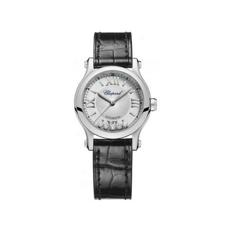 Reloj Happy Sport de Chopard con caja de acero y correa alligator negra