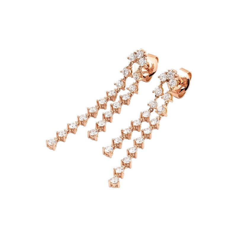 Long rose gold earrings with diamonds, the perfect Christmas gift