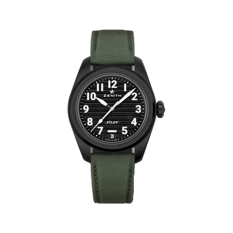 Zenith Pilot 40 mm cerámica negra esfera negra | Relojería Alemana