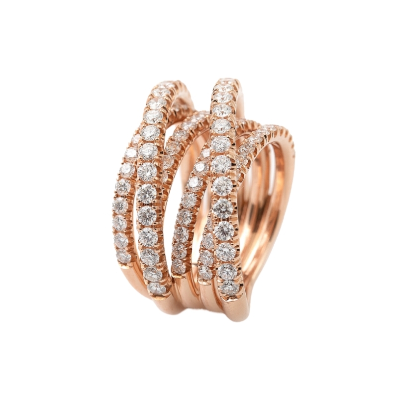 Rose gold crossover ring with diamonds from the Gala collection