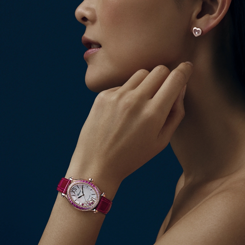 Chopard Happy Sport 33 mm rose gold sapphires watch