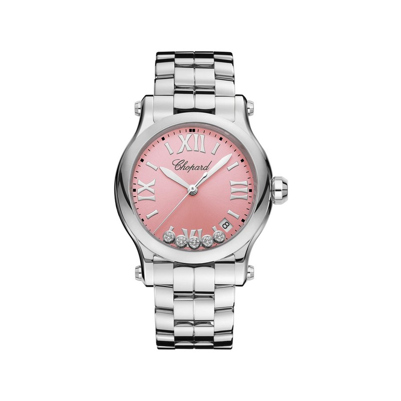 Chopard Happy Sport 33 mm pink dial steel bracelet | Relojería Alemana